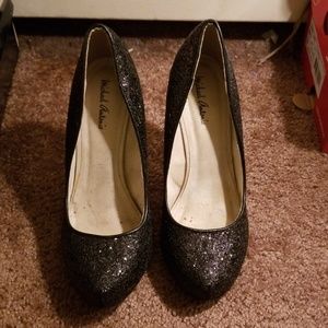 Black Glitter High Heels